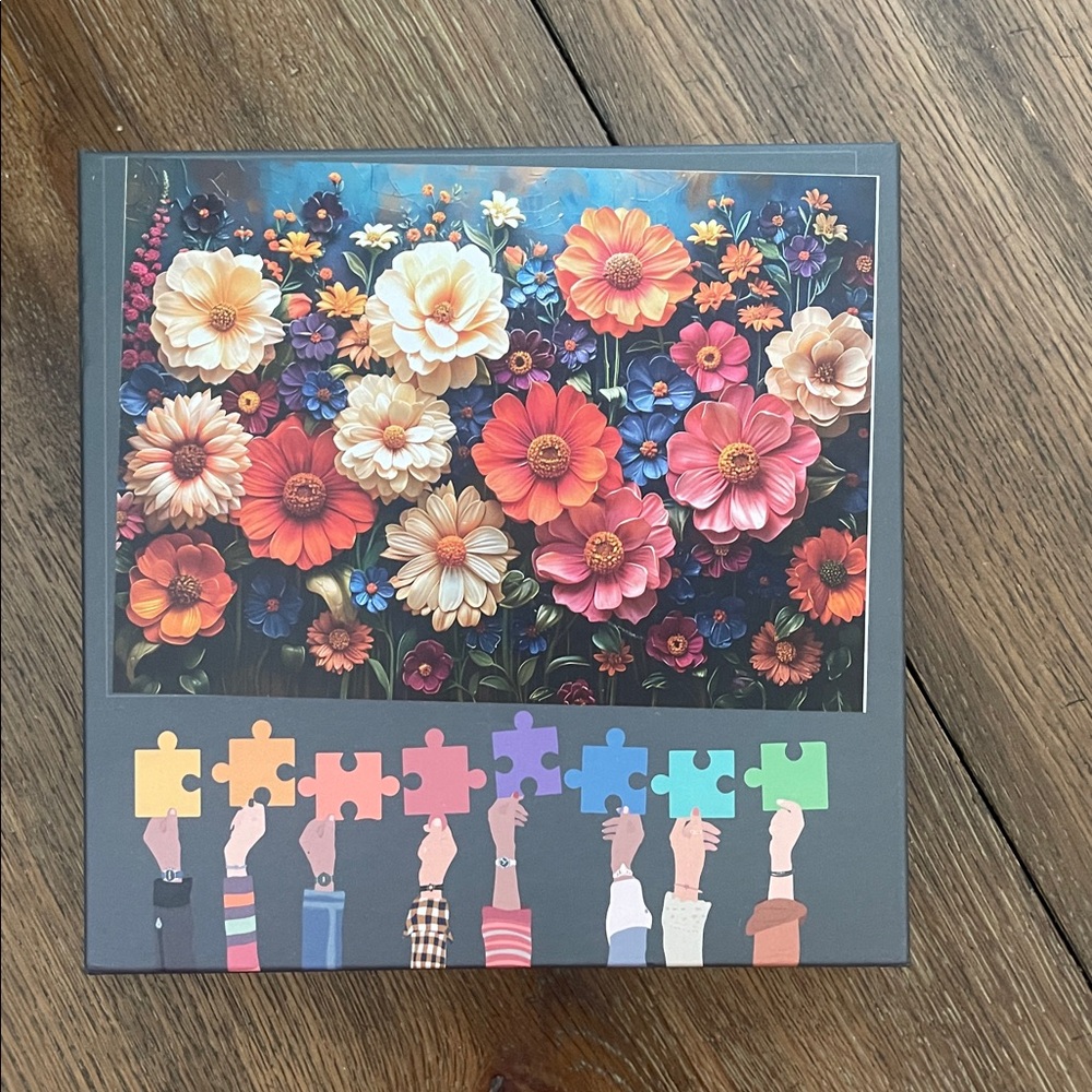 Floral Puzzle with Colorful Pieces